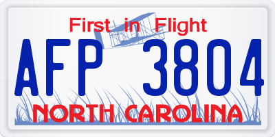 NC license plate AFP3804