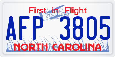NC license plate AFP3805