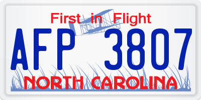 NC license plate AFP3807