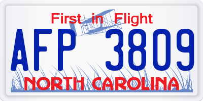 NC license plate AFP3809