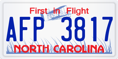 NC license plate AFP3817