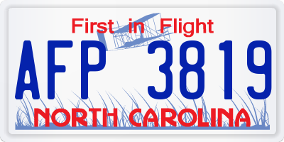 NC license plate AFP3819