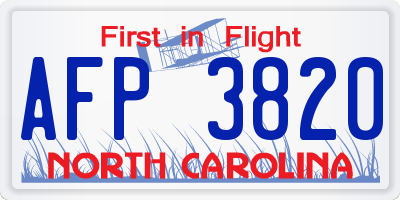NC license plate AFP3820