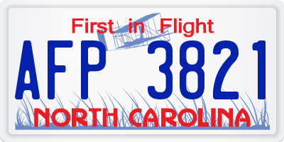 NC license plate AFP3821