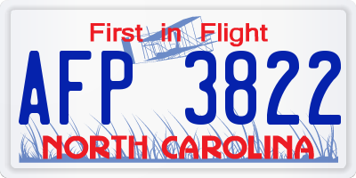 NC license plate AFP3822
