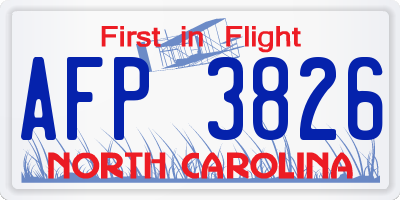 NC license plate AFP3826