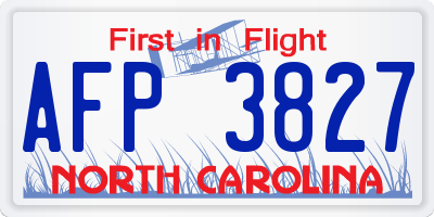NC license plate AFP3827