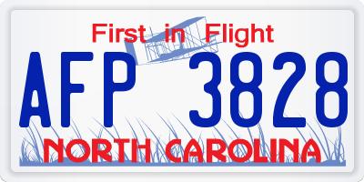 NC license plate AFP3828