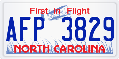 NC license plate AFP3829