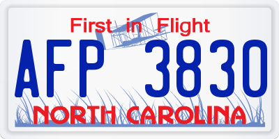 NC license plate AFP3830