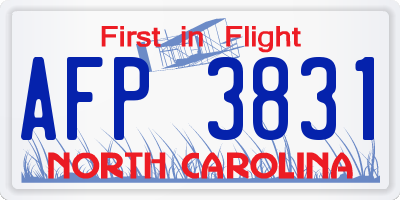 NC license plate AFP3831