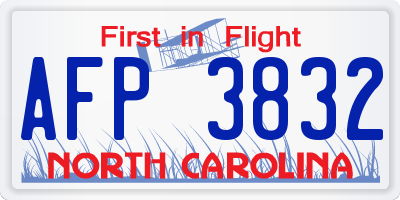 NC license plate AFP3832