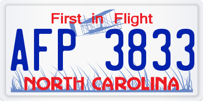 NC license plate AFP3833