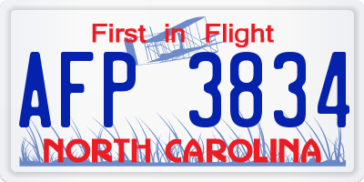 NC license plate AFP3834