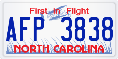NC license plate AFP3838