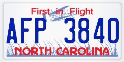 NC license plate AFP3840