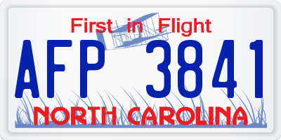 NC license plate AFP3841