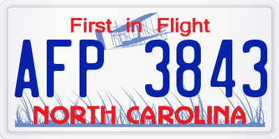 NC license plate AFP3843