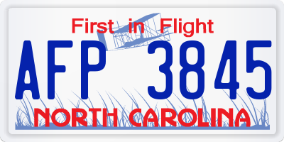 NC license plate AFP3845