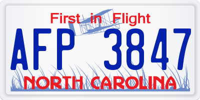 NC license plate AFP3847