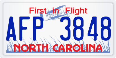 NC license plate AFP3848