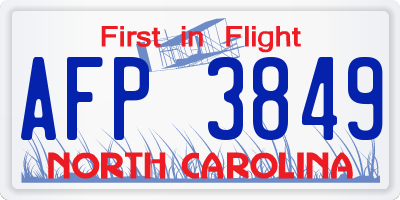 NC license plate AFP3849