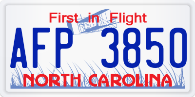 NC license plate AFP3850