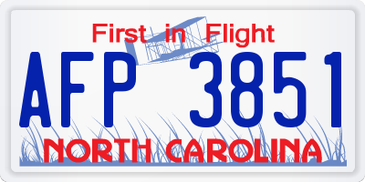 NC license plate AFP3851
