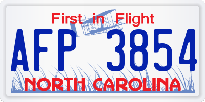 NC license plate AFP3854