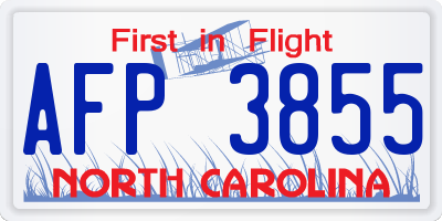 NC license plate AFP3855