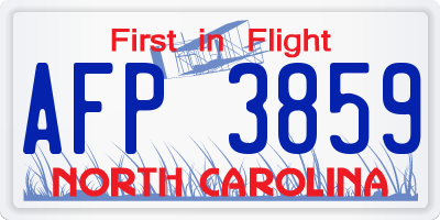 NC license plate AFP3859