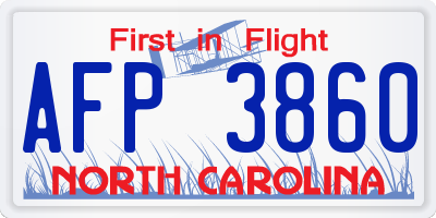 NC license plate AFP3860
