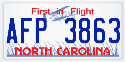 NC license plate AFP3863