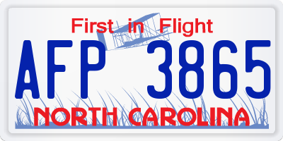 NC license plate AFP3865