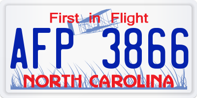 NC license plate AFP3866