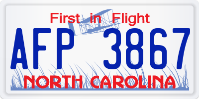 NC license plate AFP3867