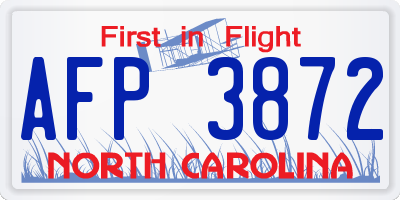 NC license plate AFP3872