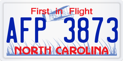 NC license plate AFP3873