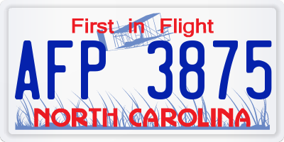 NC license plate AFP3875