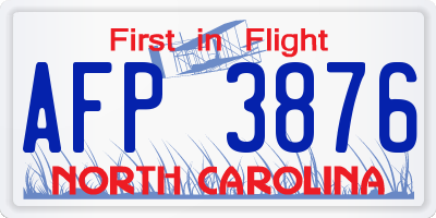 NC license plate AFP3876