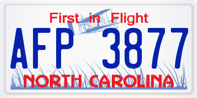 NC license plate AFP3877