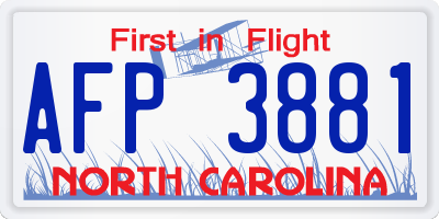 NC license plate AFP3881