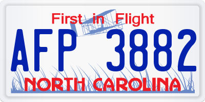 NC license plate AFP3882