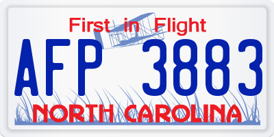 NC license plate AFP3883