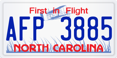 NC license plate AFP3885