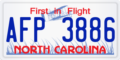 NC license plate AFP3886