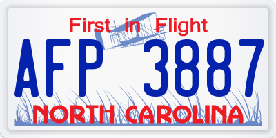 NC license plate AFP3887