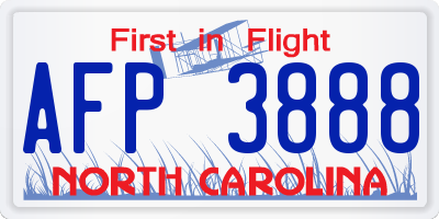 NC license plate AFP3888
