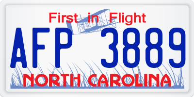NC license plate AFP3889