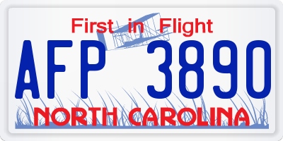 NC license plate AFP3890
